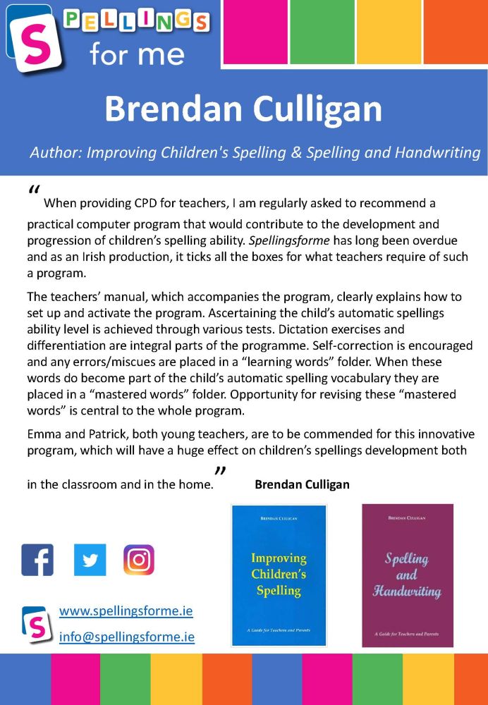 Spellings for Me Flyer Drumcondra Education Centre Page 2